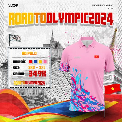 Áo Thể Thao Cổ Polo VLOOP Màu Hồng - BST ROAD TO OLYMPIC 2024