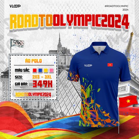 Áo Thể Thao Cổ Polo VLOOP màu xanh dương - BST ROAD TO OLYMPIC 2024