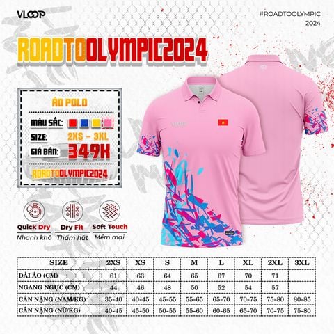 Áo Thể Thao Cổ Polo VLOOP Màu Hồng - BST ROAD TO OLYMPIC 2024