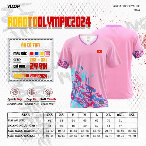 Áo Thể Thao Cổ Tim VLOOP màu hồng - BST ROAD TO OLYMPIC 2024