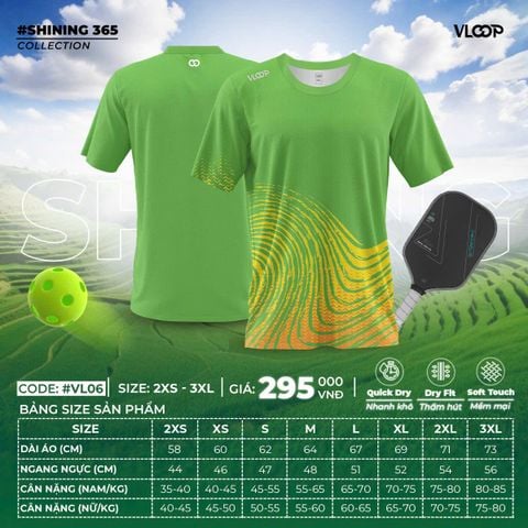 Áo Chạy Bộ VLOOP Cổ Tròn Màu Xanh Lá - BST SHINING 365