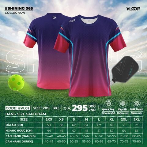 Áo Chạy Bộ VLOOP Cổ Tròn Màu Tím  - BST SHINING 365