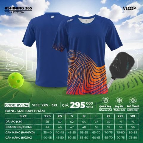 Áo Chạy Bộ VLOOP Cổ Tròn Màu Xanh Navy  - BST SHINING 365
