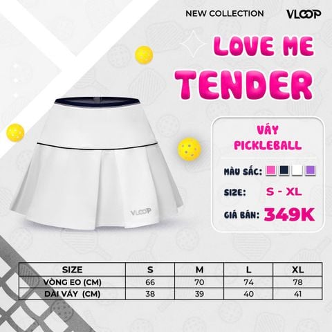 Váy Pickleball VLOOP màu trắng - BST LOVE ME TENDER