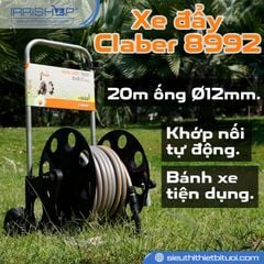 Cuộn vòi tưới cây dạng xe đẩy Claber Aqua Carry Pronto 20m mã 8992
