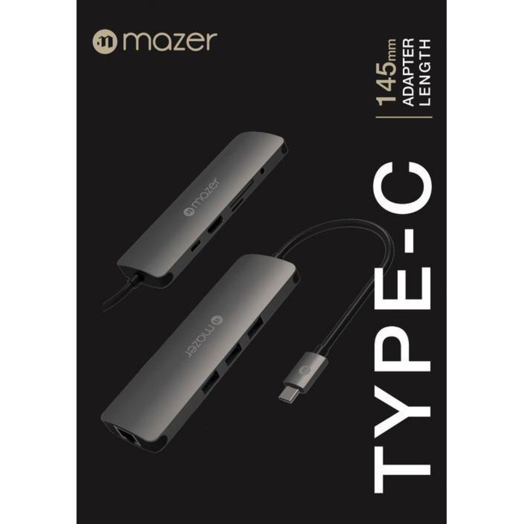  MAZER USB-C 3.1 To USB 3.0 X 3 HUB + Gigabite LAN Adapter 