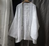  Haori trắng phối vải hoa 