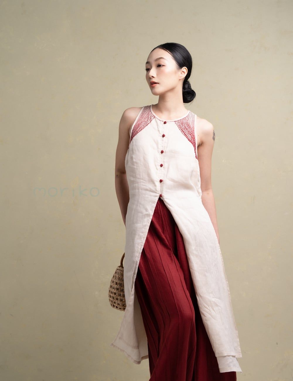  Set áo dài Phổ (linen tơ phối đột chỉ) 