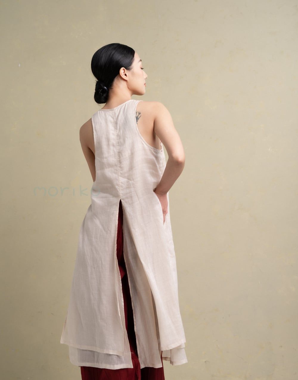  Set áo dài Phổ (linen tơ phối đột chỉ) 