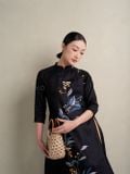  Áo Dài Linen Có Cổ Thêu Nhành Cây Khô 
