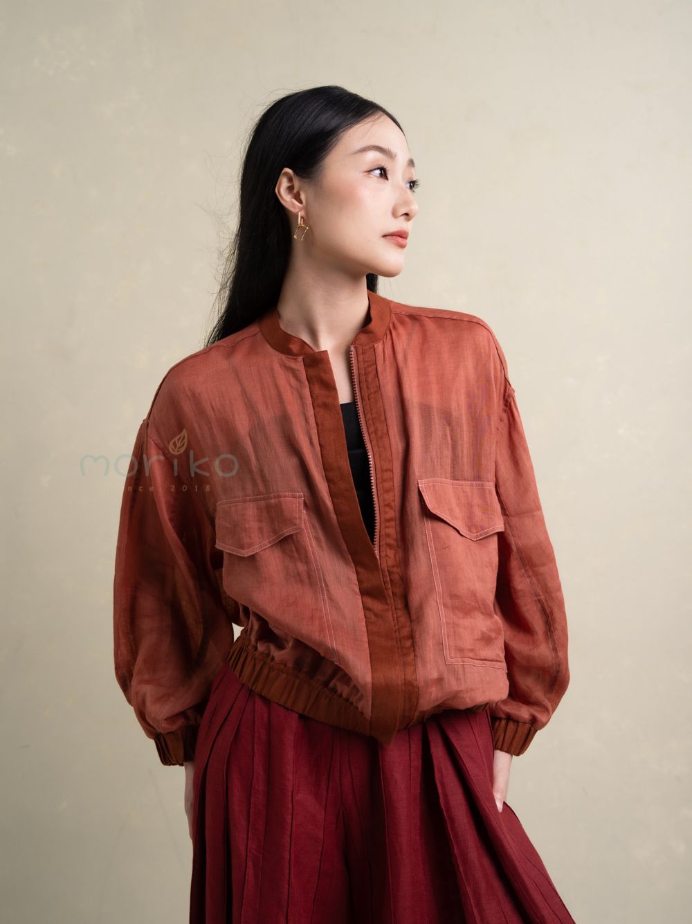  Áo khoác Bomber linen tơ 
