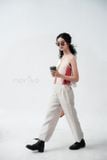  Quần Linen ống suông màu Kem 