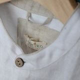  Áo somi nam cổ trụ tay dài trắng viền muối tiêu 