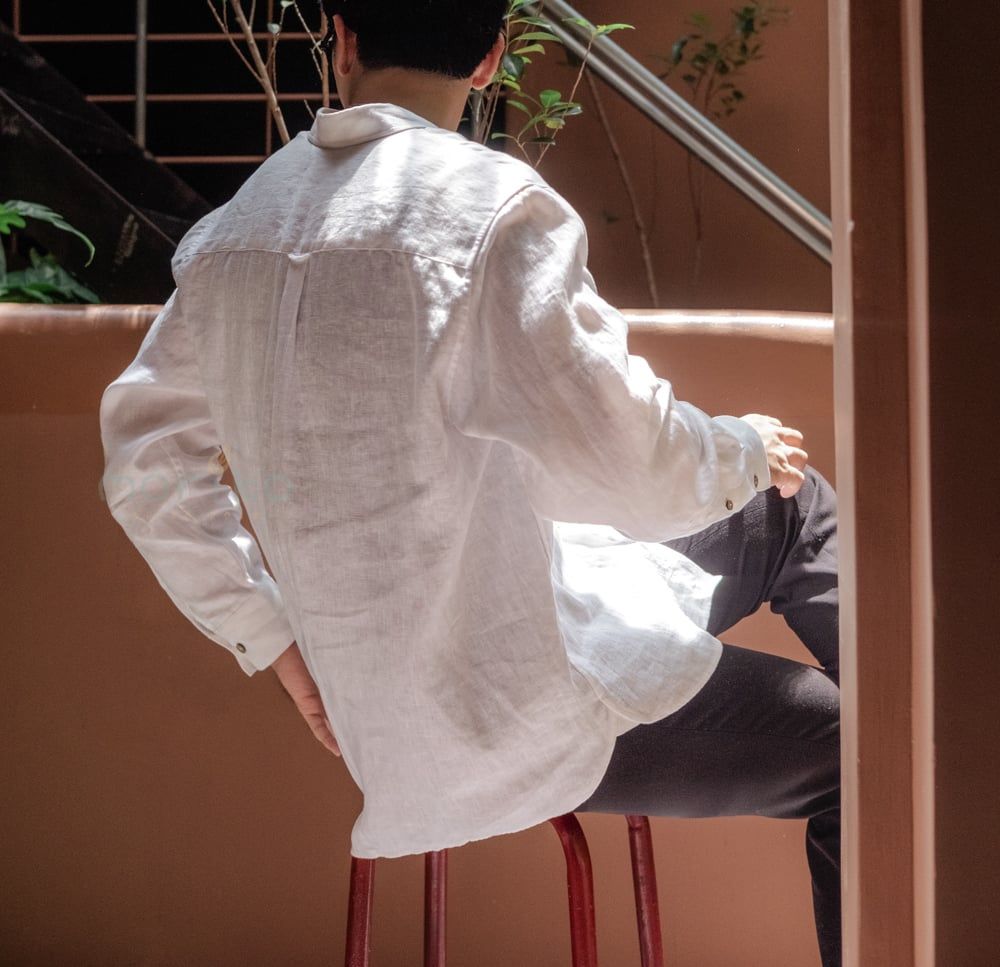  Áo somi nam màu trắng tay dài 