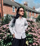  Áo sơ mi tay dài hoạ tiết kẻ sọc 