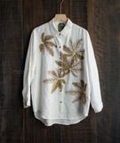  Áo sơmi thêu lá Sake 