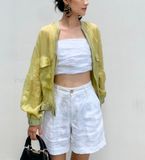  Áo khoác Bomber linen tơ 