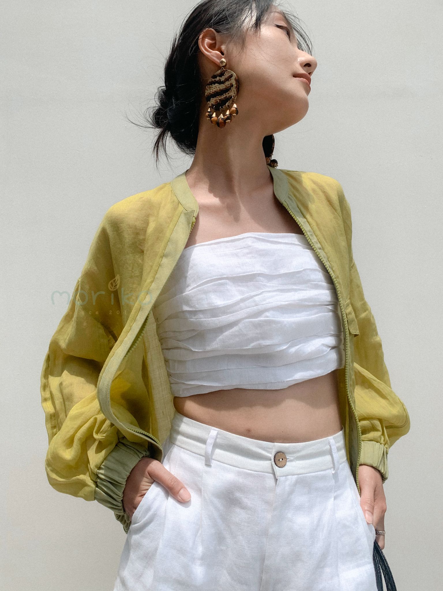  Áo khoác Bomber linen tơ 