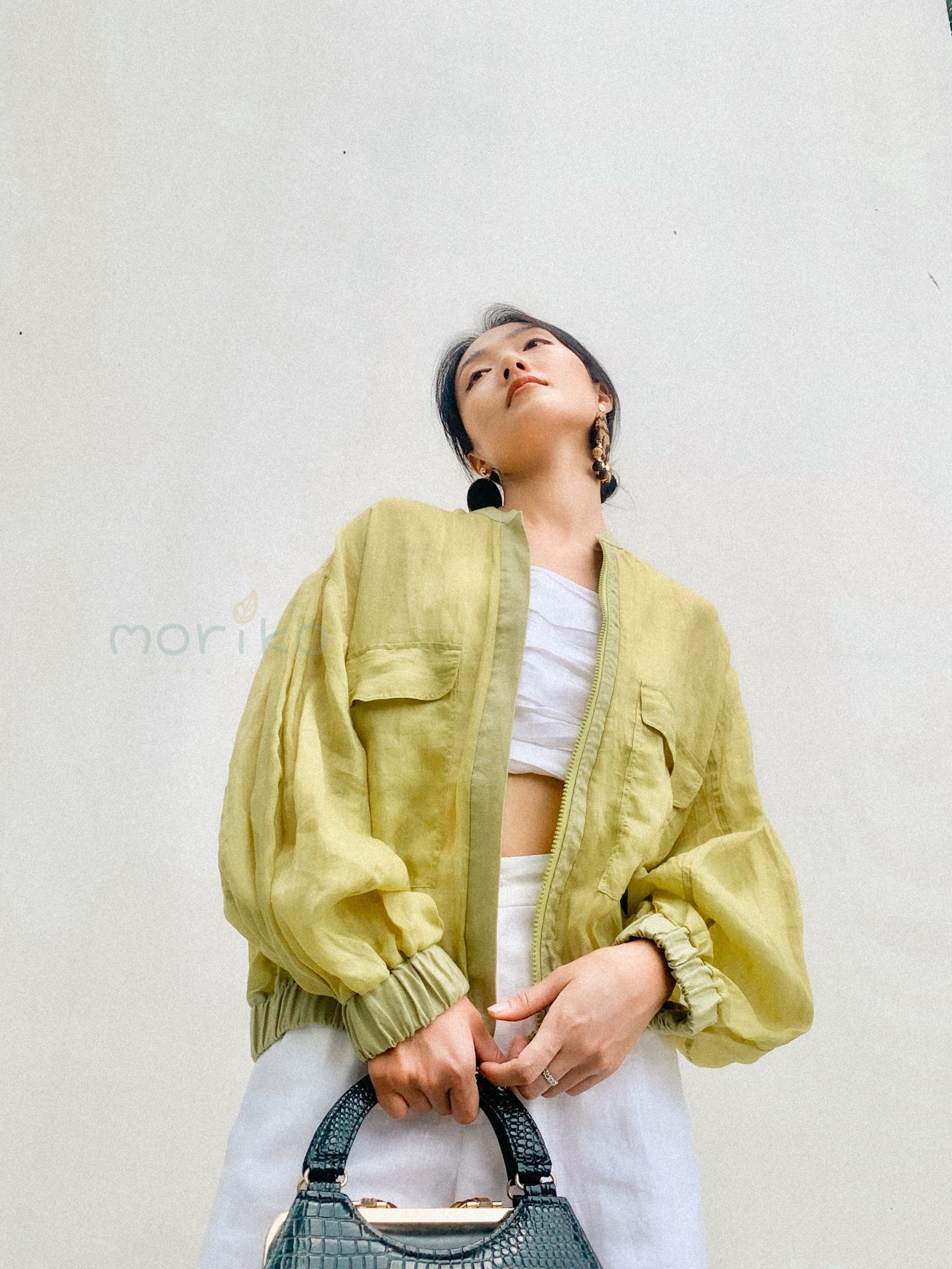  Áo khoác Bomber linen tơ 