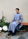  Áo Dài Nam Mori thêu Sashiko 