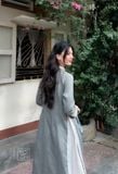  Áo dài thêu hoa mận trắng 