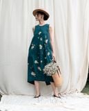  Lagoon Dress (Đầm bí xanh thêu hoa hồng) 