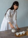  Đầm Baby Doll thêu Sashiko hình hoa. 