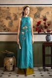  Áo dài KHUÊ (Áo dài cổ yếm tơ tằm thêu hoa trà trắng) 