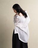  Áo Sơ mi Linen tơ trắng. 