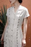  Đầm cổ vest tay ngắn 