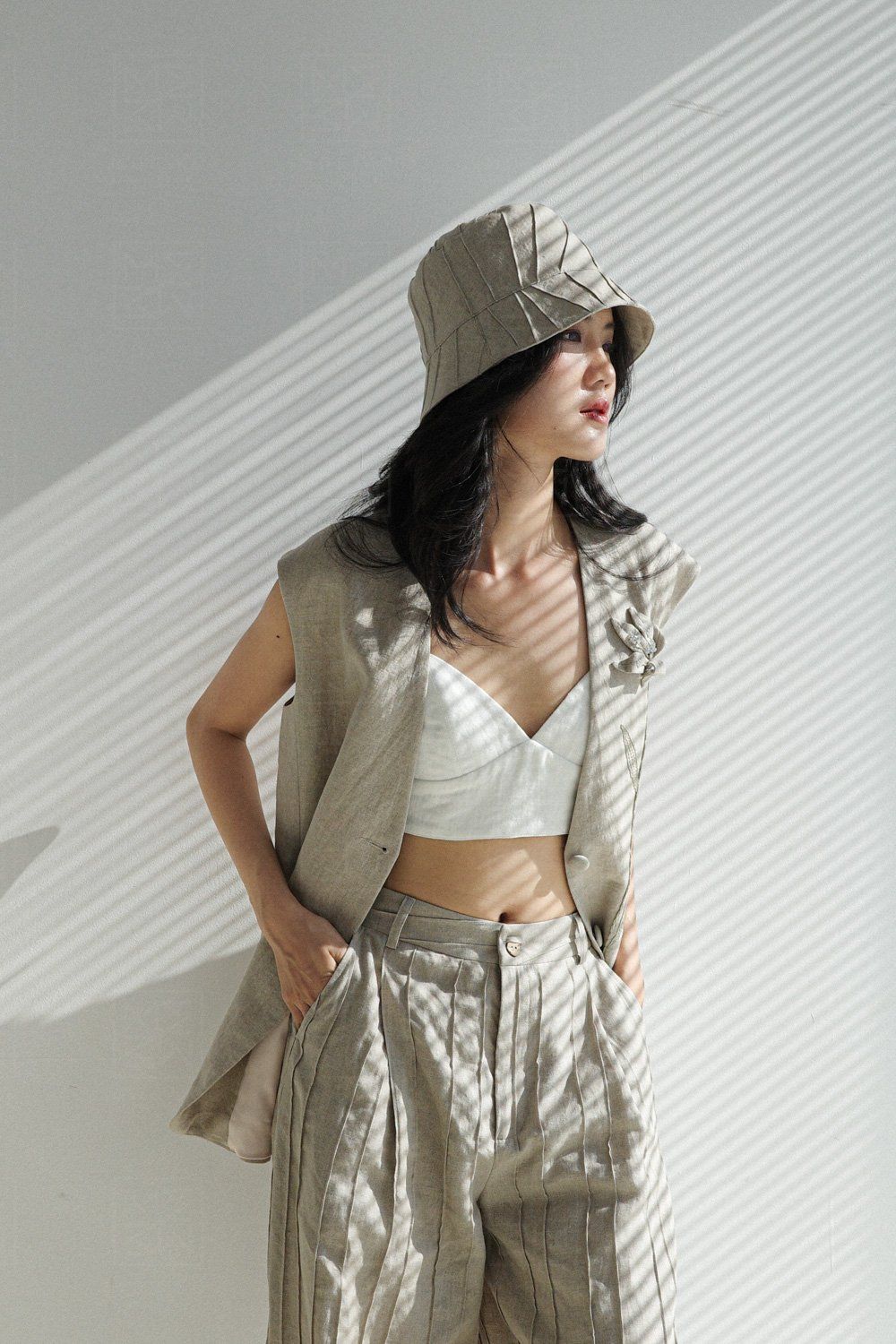  Nón linen chần ly 