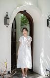  Shi Dress trắng thêu hoa giấy 