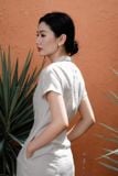  Đầm cổ vest tay ngắn 