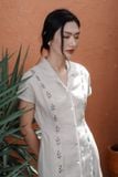  Đầm cổ vest tay ngắn 