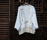  Yukata phối vải muối tiêu thêu lá 