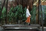  Yukata phối vải muối tiêu thêu lá 