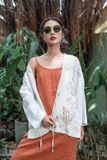  Yukata phối vải muối tiêu thêu lá 