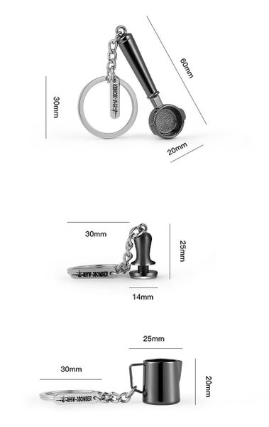 Móc Khóa Ca Đánh Sữa MHW-3BOMBER| KEYCHAIN MILK PITCHER, TAMPER, COFFEE GRINDER