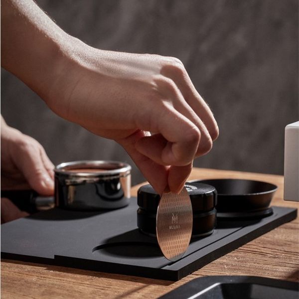 Thảm Bar / Tấm Silicon Hỗ Trợ Nén Cà Phê Espresso Tích Hợp Đế Đỡ Tamper, Distributor MUVNA | Silicone Tamping Mat