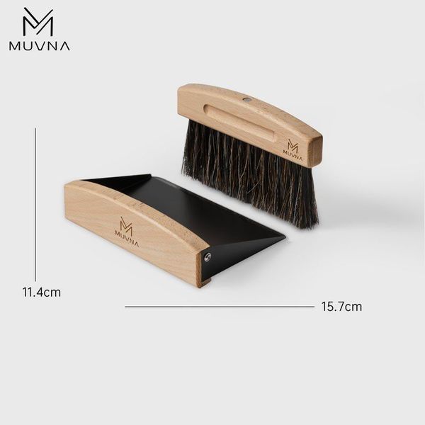 Chổi Quét - Vệ Sinh Bột Cà Phê Bằng Lông Ngựa Tay Cầm Gỗ Sồi Có Nam Châm MUVNA | Magnetic Coffee Counter Brush