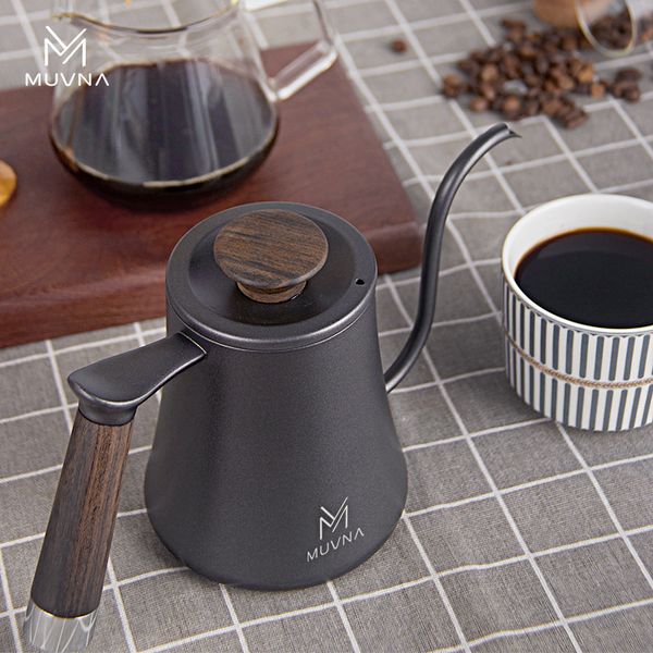Ấm Cổ Ngỗng Pha Cà Phê Pour Over 600ml Bằng Thép Không Gỉ MUVNA | Hand Drip Kettle