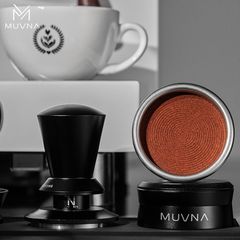 Dụng Cụ Nén Cà Phê Lò Xo Điều Chỉnh Độ Sâu Bằng Gỗ Walnut MUVNA Size 58mm, 53mm - Breville, 51mm - Delonghi | Infinitely Adjustable Tamper