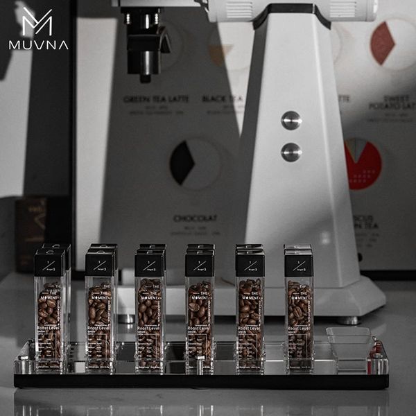 Bộ 6 Ống Đựng Hạt Cà Phê Khay Gỗ Cao Cấp MUVNA | Coffee Bean Tube Set