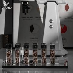 Bộ 6 Ống Đựng Hạt Cà Phê Khay Gỗ Cao Cấp MUVNA | Coffee Bean Tube Set