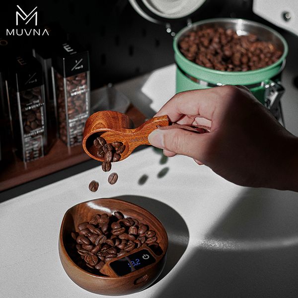 Cân Cà Phê Điện Tử Hình Khay Bằng Gỗ MUVNA | Wooden Tray-shaped Electronic Scale