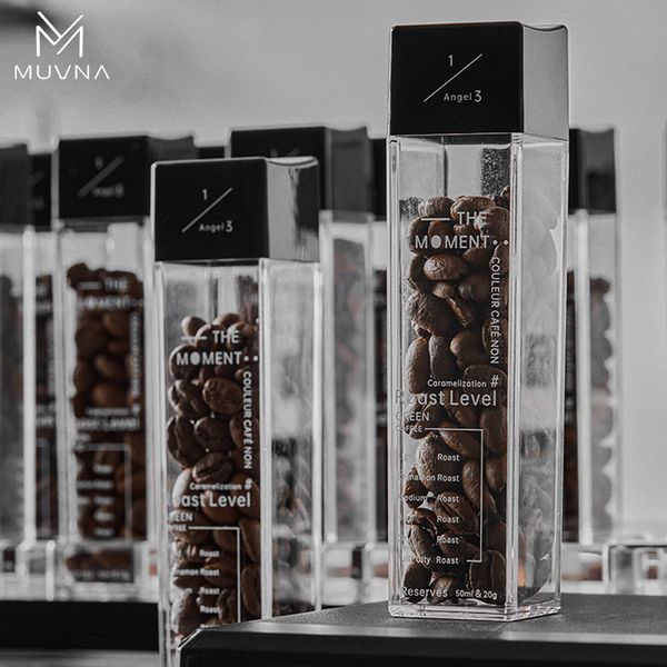 Bộ 6 Ống Đựng Hạt Cà Phê Khay Gỗ Cao Cấp MUVNA | Coffee Bean Tube Set