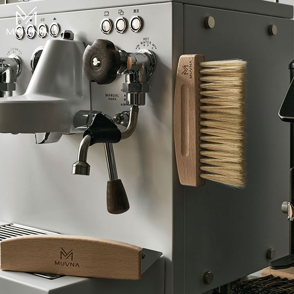 Chổi Quét - Vệ Sinh Bột Cà Phê Bằng Lông Ngựa Tay Cầm Gỗ Sồi Có Nam Châm MUVNA | Magnetic Coffee Counter Brush