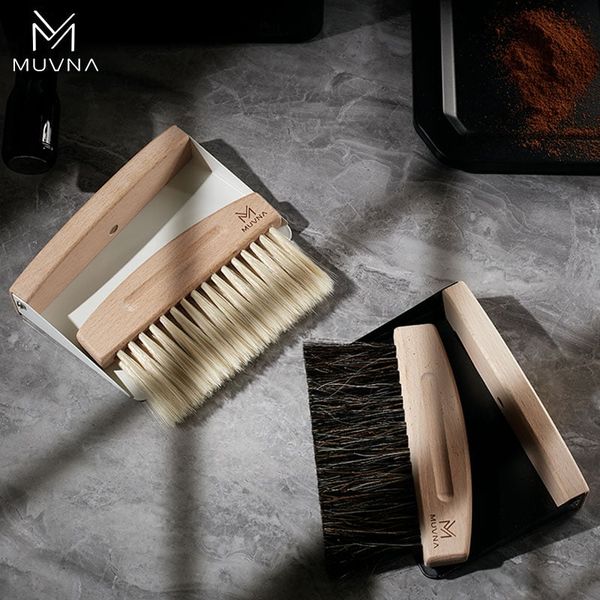 Chổi Quét - Vệ Sinh Bột Cà Phê Bằng Lông Ngựa Tay Cầm Gỗ Sồi Có Nam Châm MUVNA | Magnetic Coffee Counter Brush