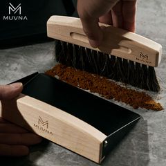 Chổi Quét - Vệ Sinh Bột Cà Phê Bằng Lông Ngựa Tay Cầm Gỗ Sồi Có Nam Châm MUVNA | Magnetic Coffee Counter Brush