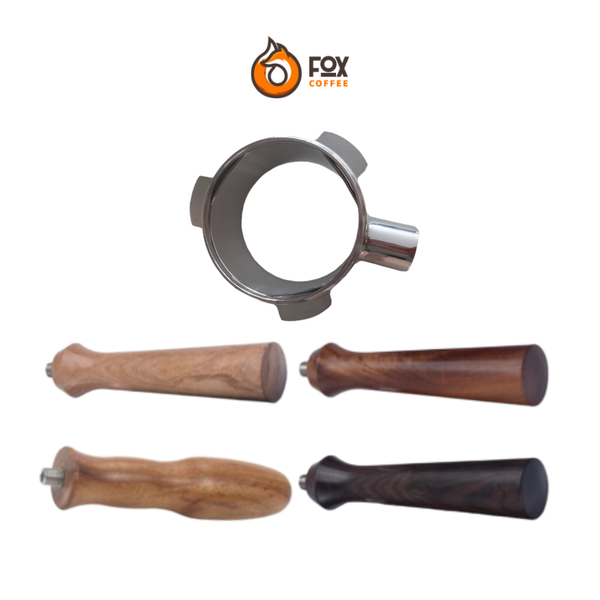 Tay Cầm Gỗ Và Đầu Pha Cà Phê Espresso Inox 54mm Dành Cho Máy Breville 8 Series  | Handle and Portafilter body 54mm